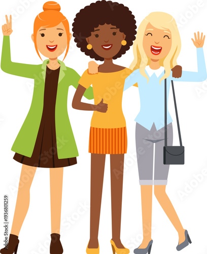 Girl friends together. Happy young people photo