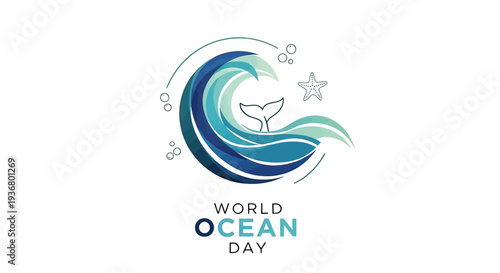 World Ocean Day Logo Illustration Design.