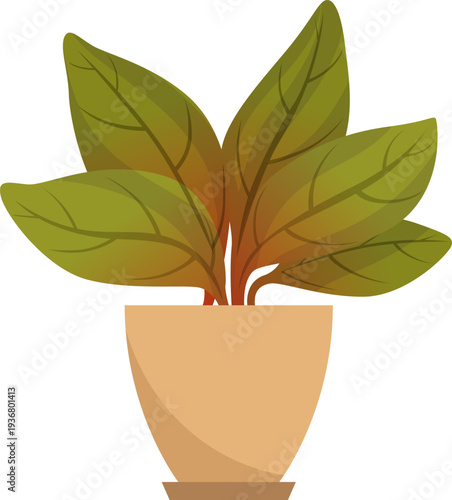 Houseplant color icon. Green flowerpot. Home botany