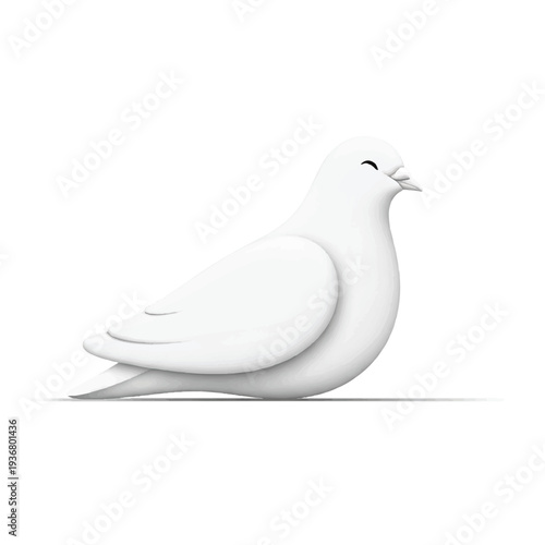 White Dove Sitting Profile Sideways Peaceful Bird.