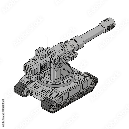 Detailed Illustration of Military Tank Vehicle.
