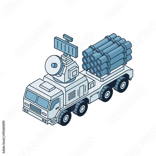 Military Truck with Radar and Missiles.