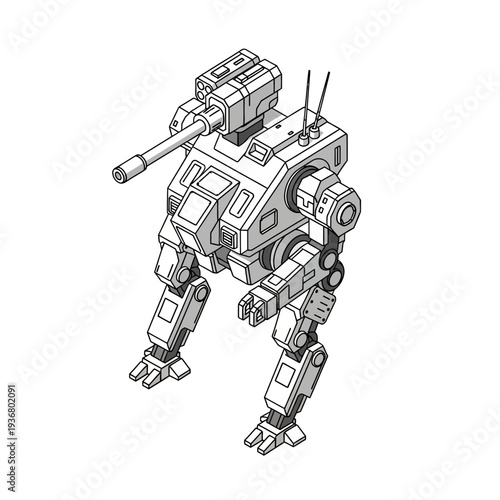 Detailed Illustration of a Robot Machine.