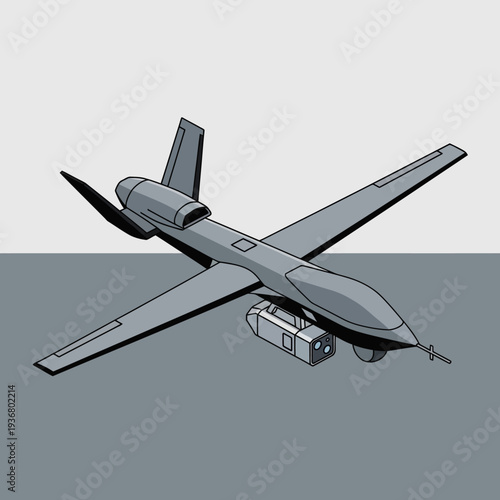 Gray Drone Aircraft with External Payload.