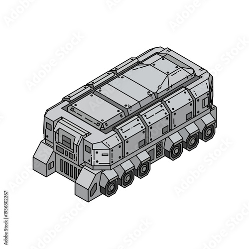 Futuristic Military Vehicle Technical Illustration.