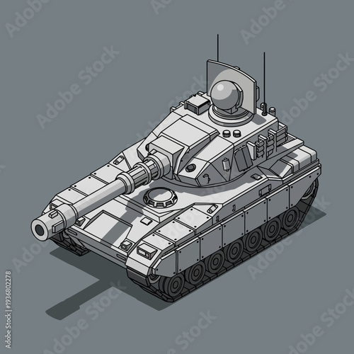 Detailed Illustration of a Military Tank Vehicle.