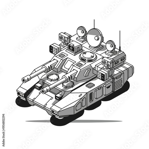 Futuristic Tank Military Vehicle Illustration.