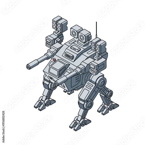 Futuristic Robot Tank with Mechanical Legs.