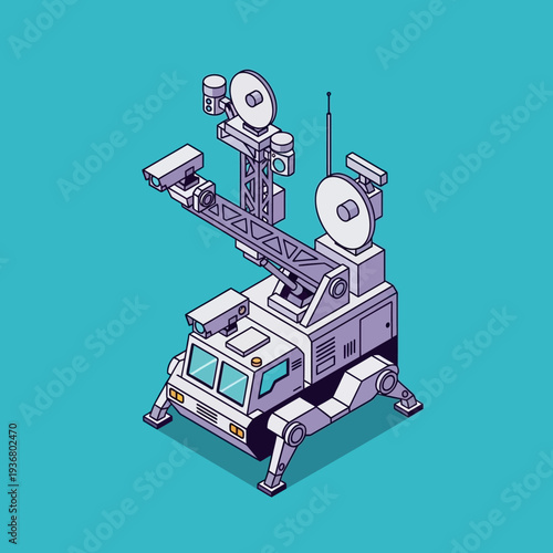 Futuristic Surveillance Truck with Cameras and Antenna.