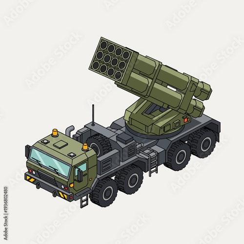 Military Truck with Missile Launcher System.