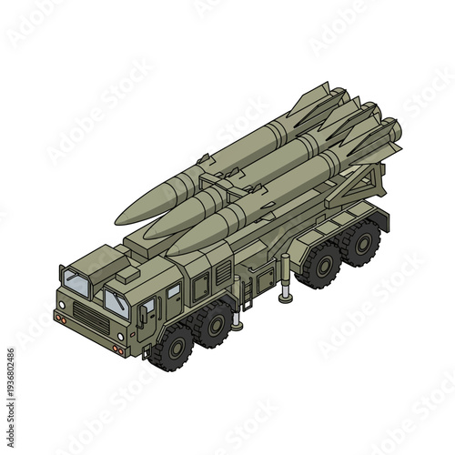Military Truck with Missiles and Launchers.