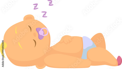 Sleeping newborn baby cartoon mascot. Lovely child