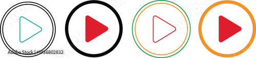 play button icon set media video player symbol colorful circle interface vector illustration digital multimedia control design