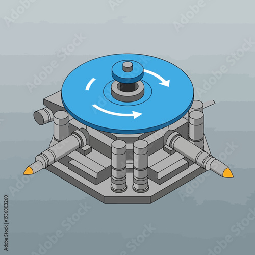 Industrial Machine Component with Blue Rotating Disk.