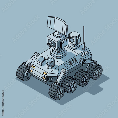 Futuristic Robot Rover Vehicle Illustration.