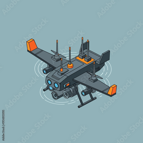 Drone Aircraft with Cameras and Sensors.