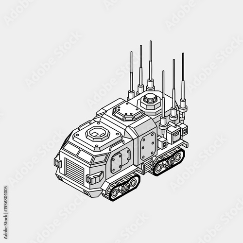 Military Communication Vehicle with Antennae.