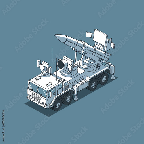 Military Vehicle with Missile Launcher System.