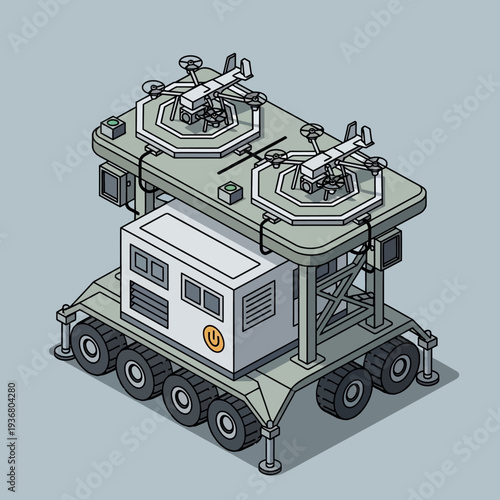 Futuristic Military Vehicle with Advanced Equipment.