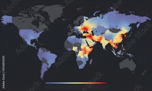 World map with heat zones