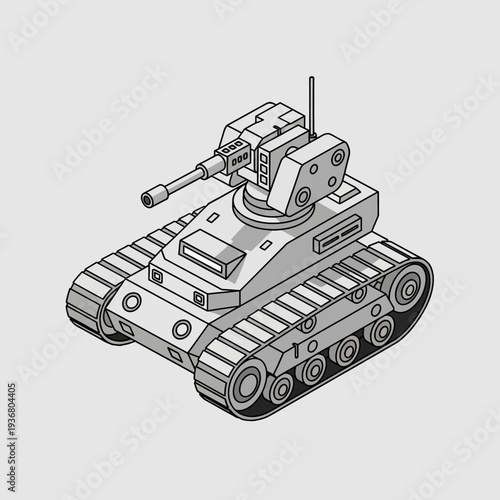 Military Tank Illustration with Detailed Tracks.