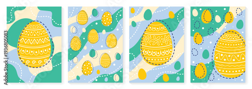 Abstract Easter egg. Collection of backgrounds in cartoon style. Vector illustration