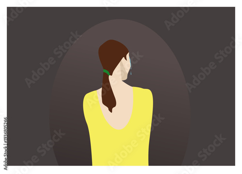 Symptoms of depression: The woman is hiding her long-standing sadness and tears.