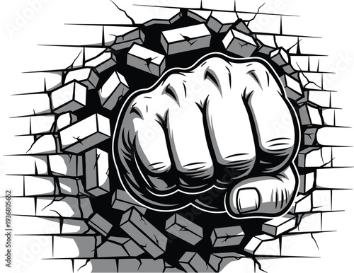 Collection of various illustrations featuring elephant silhouettes, a cartoon dynamite character, a vintage quill feather, a green pea pod, and a fist punching through brick.