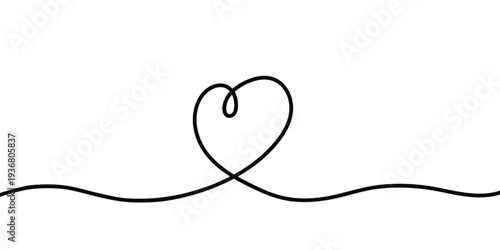 Heart in line art style. Hand drawn design for Valentine’s Day, Mother’s Day and Women’s Day. Vector illustration