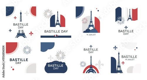 Bastille Day Eiffel Tower Graphic Designs.
