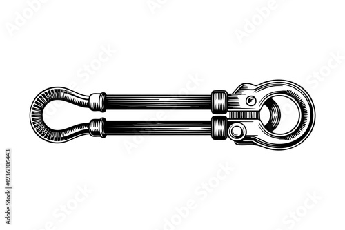Wire rope sling illustration in vintage engraving black and white line art