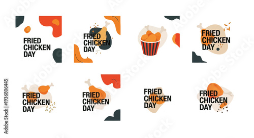 Fried Chicken Day Typography Design Elements.