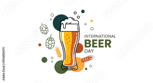 Glass of Beer with Foam Illustration.