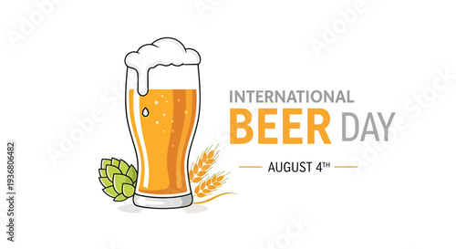 Glass of Beer with Hops and Barley.