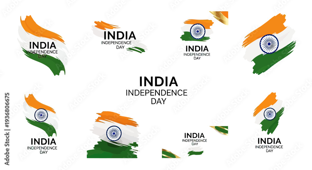 Fototapeta premium Indian Independence Day Flag Designs.