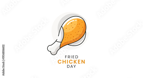 Illustration of Fried Chicken Drumstick on White.