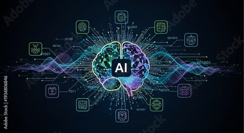 Digital Artificial Intelligence Concept with Neural Network.