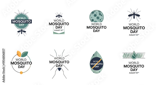 Mosquito Day Logos and Illustrations Collection.