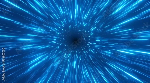 Abstract blue light speed, time travel, hyper space, futuristic concept background