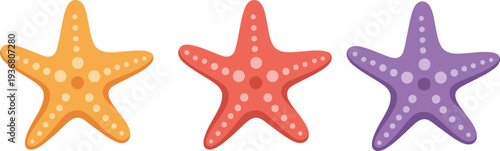 Colorful starfish vector collection sea star icons marine ocean animals beach summer clipart flat nautical illustration set isolated on light background