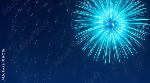 Elegant blue firework display illuminating a dark night sky with streaks