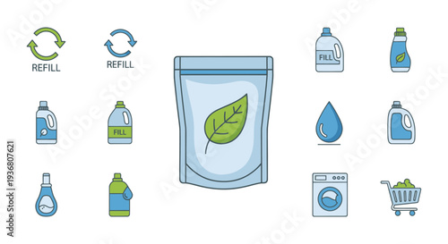 Reusable Refill Pouch with Green Leaf.