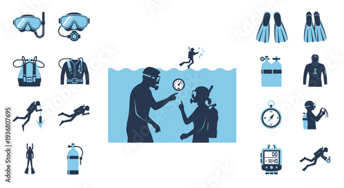 Scuba Diving Instructor Guiding Student.