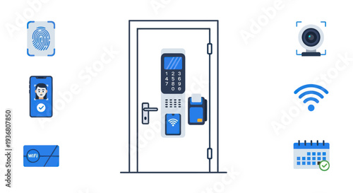 Smart Door Lock System Illustration.