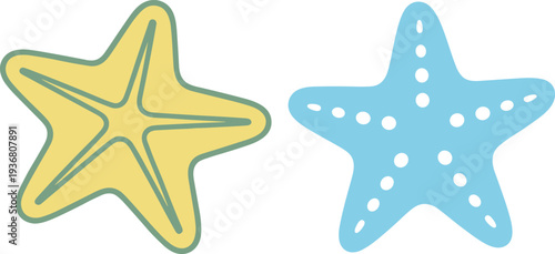 Cute starfish vector set colorful sea star icons marine ocean animals beach summer clipart flat nautical illustration isolated on light background design