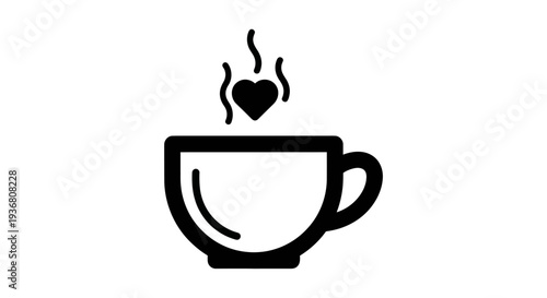 Steaming cup with heart icon