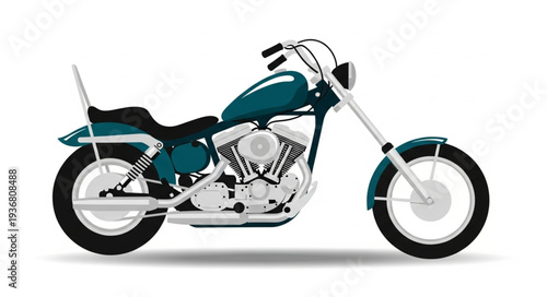 Classic Cruiser Motorcycle Side View Illustration.