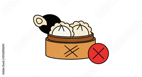 Steaming dim sum isolated illustration