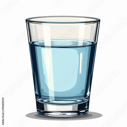 A simple and refreshing glass of water illustration perfect for health blogs, hydration reminders, and minimalist lifestyle graphic design projects.
