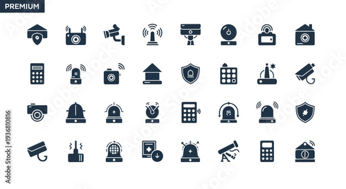 Security Icons Collection: Surveillance, Alarm, Camera, Protection, Technology